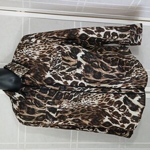 Leopard Print on Cotton Buttondown Shirt